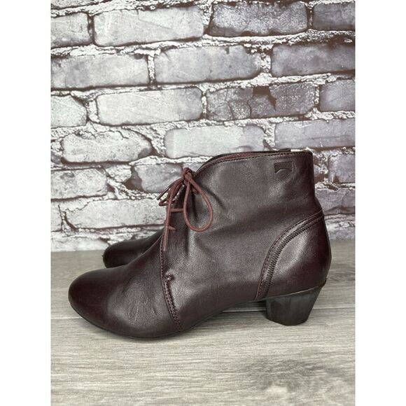 Camper Alicante Brown Leather Lace Up Heel Ankle Boots Women’s Sz 38EU/7.5M US - Picture 14 of 16
